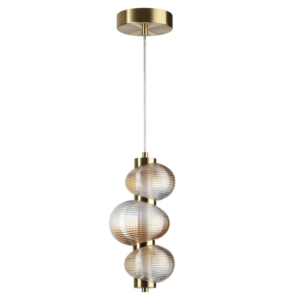 Подвесной светильник с 3-мя рифлеными стеклянными шарами Marcelh Light