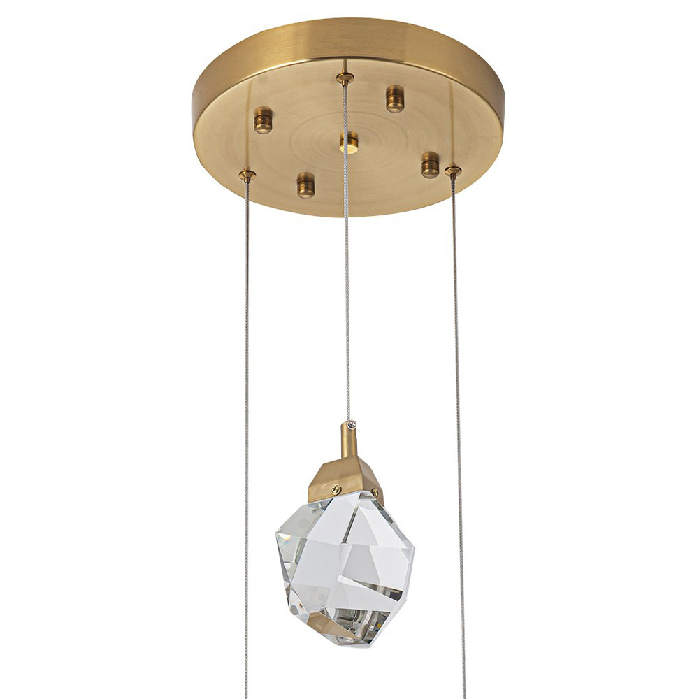 Подвесной светильник с 3-мя хрустальными плафонами Esme Crystal Brass Trio Hanging lamp
