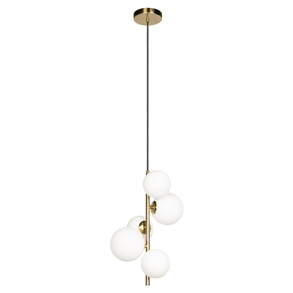 Подвесной светильник с 5-ю белыми шарообразными плафонами Bubble Chandelier