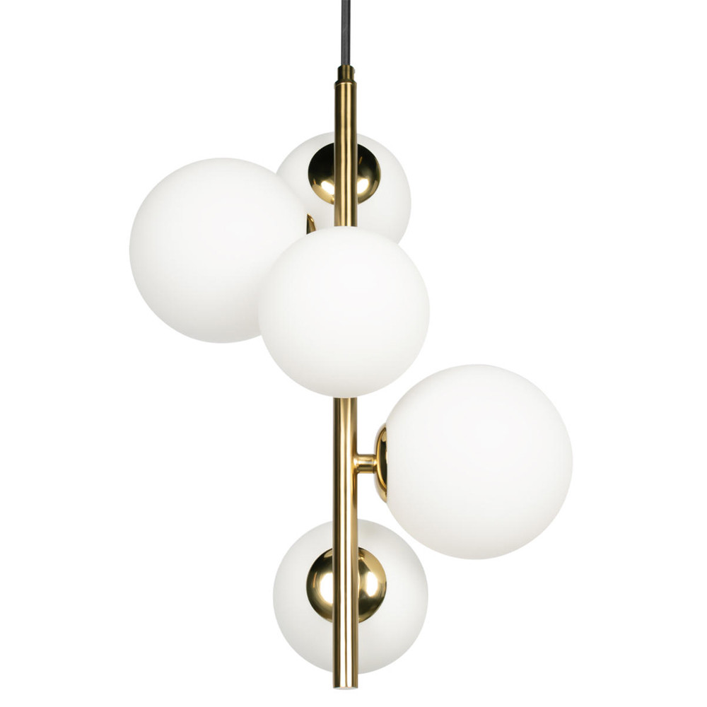 Подвесной светильник с 5-ю белыми шарообразными плафонами Bubble Chandelier