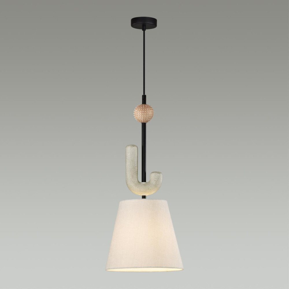 Подвесной светильник с бежевым тканевым плафоном Flourish