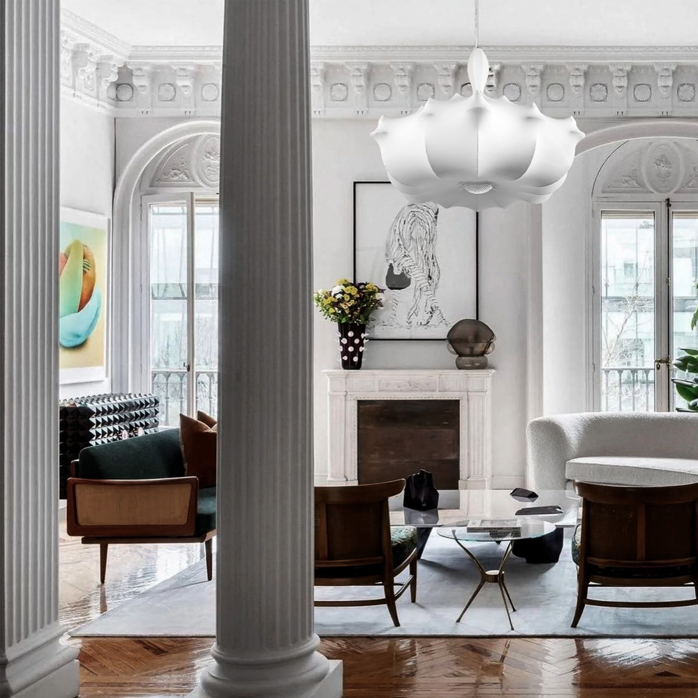 Подвесной светильник с белым фигурным абажуром и мягкими волнистыми краями Cloud Motion