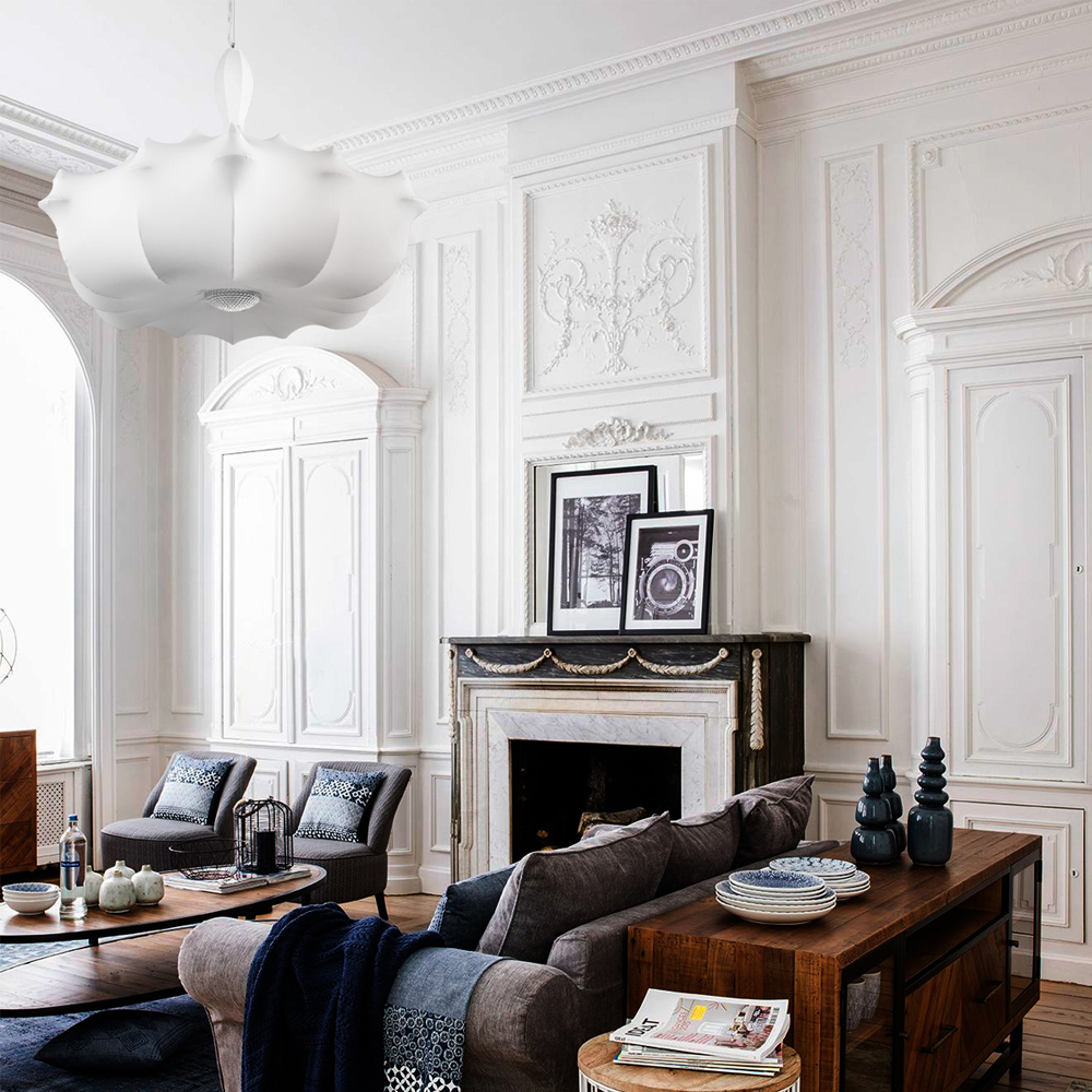 Подвесной светильник с белым фигурным абажуром и мягкими волнистыми краями Cloud Motion