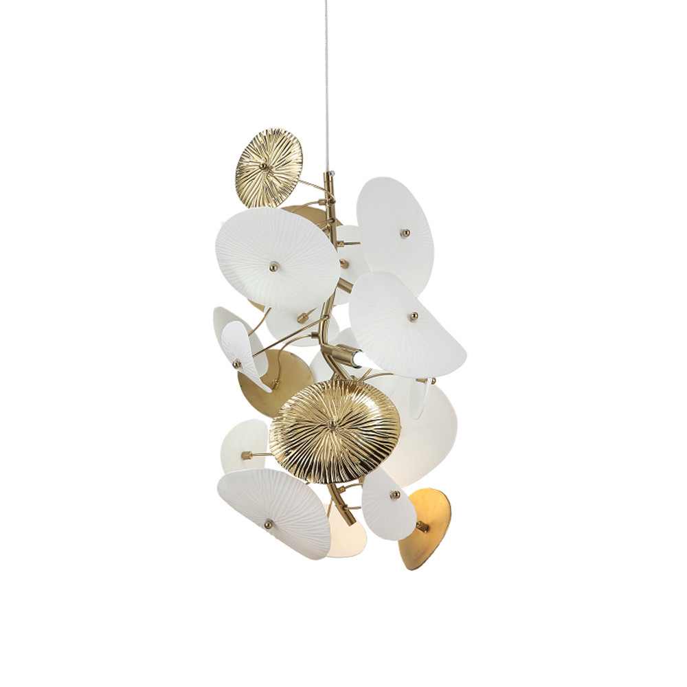 Подвесной светильник с белыми и золотистыми цветами Dahlia Flowers Lamp