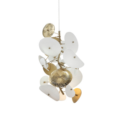 Подвесной светильник с белыми и золотистыми цветами Dahlia Flowers Lamp