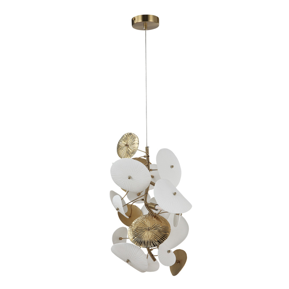Подвесной светильник с белыми и золотистыми цветами Dahlia Flowers Lamp