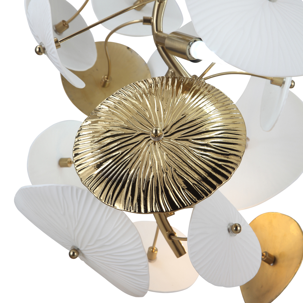 Подвесной светильник с белыми и золотистыми цветами Dahlia Flowers Lamp