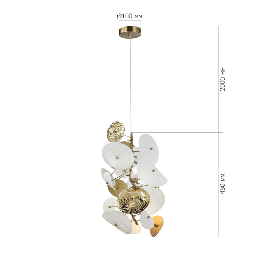 Подвесной светильник с белыми и золотистыми цветами Dahlia Flowers Lamp