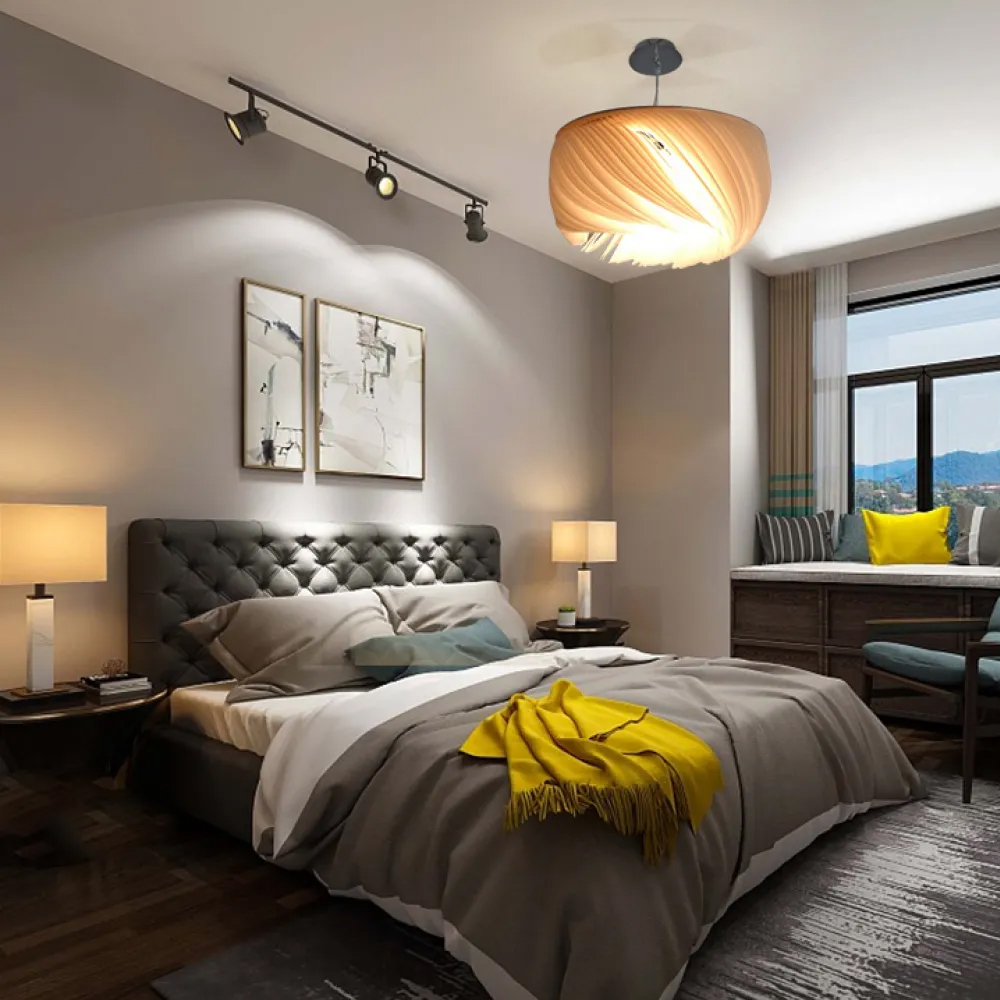 Подвесной светильник с белыми изящными декоративными лепестками Volumetric Petal Lamp