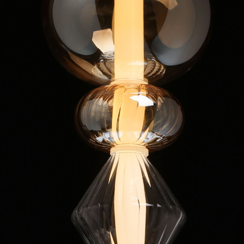 Подвесной светильник с вертикальной композицией из прозрачных и янтарных стеклянных шаров и ромбов Gabriel Scott Luna