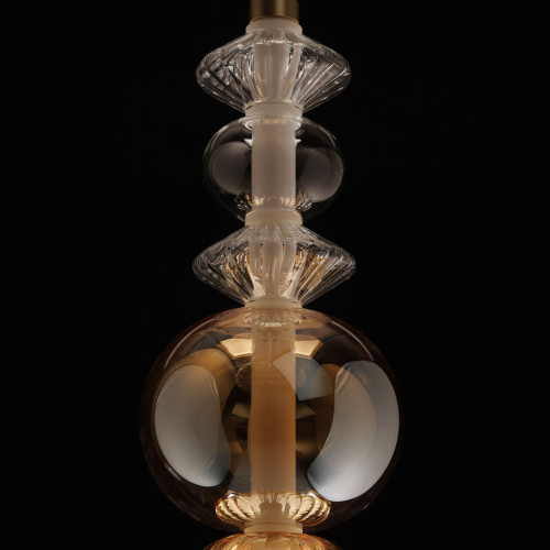 Подвесной светильник с вертикальной композицией из прозрачных и янтарных стеклянных шаров и ромбов Gabriel Scott Luna