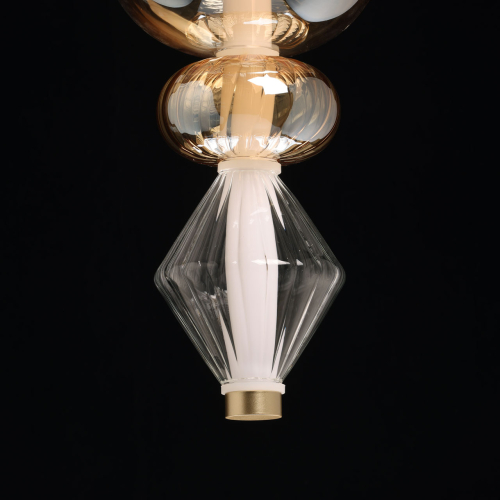 Подвесной светильник с вертикальной композицией из прозрачных и янтарных стеклянных шаров и ромбов Gabriel Scott Luna