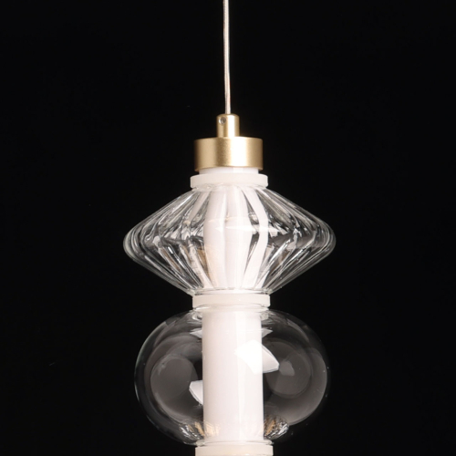 Подвесной светильник с вертикальной композицией из прозрачных и янтарных стеклянных шаров и ромбов Gabriel Scott Luna