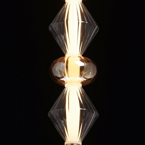 Подвесной светильник с вертикальной композицией из прозрачных и янтарных стеклянных шаров и ромбов Gabriel Scott Luna