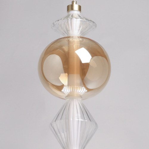 Подвесной светильник с вертикальной композицией из прозрачных и янтарных стеклянных шаров и ромбов Gabriel Scott Luna