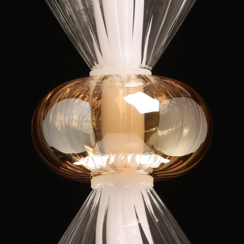 Подвесной светильник с вертикальной композицией из прозрачных и янтарных стеклянных шаров и ромбов Gabriel Scott Luna