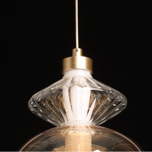 Подвесной светильник с вертикальной композицией из прозрачных и янтарных стеклянных шаров и ромбов Gabriel Scott Luna