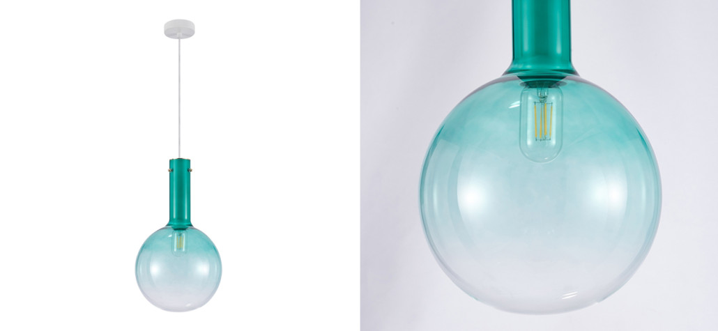 Подвесной светильник с выдувным плафоном AMBERY TURQUOISE
