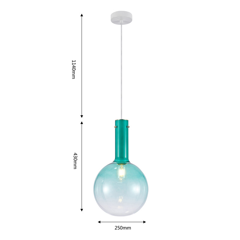Подвесной светильник с выдувным плафоном AMBERY TURQUOISE