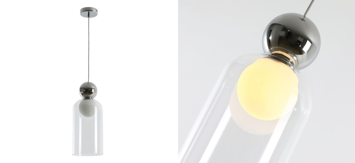 Подвесной светильник с двойным плафоном Flasky Chrome