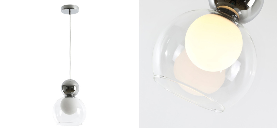 Подвесной светильник с двойным плафоном Flasky Chrome Sphere