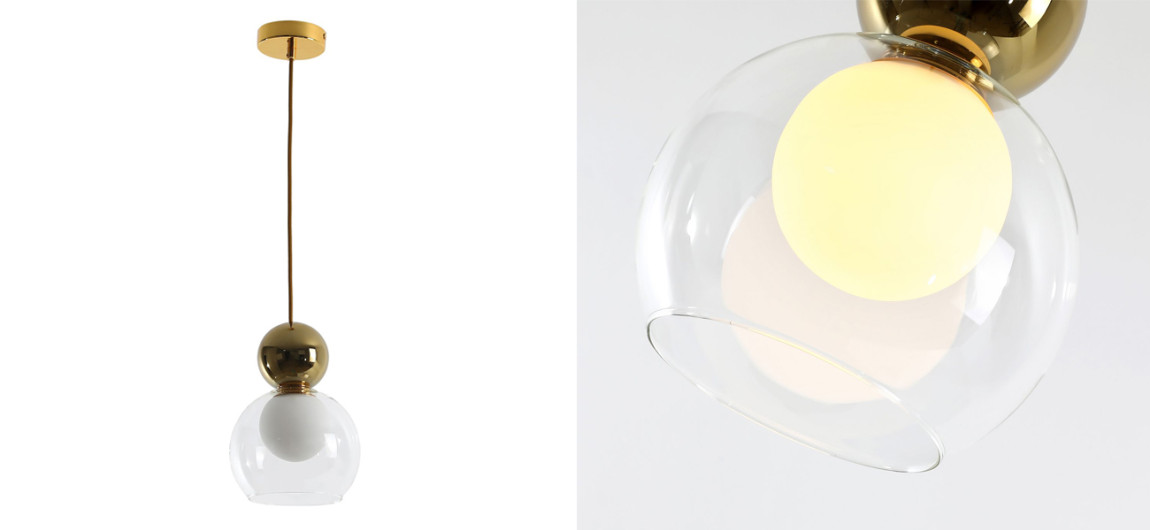 Подвесной светильник с двойным плафоном Flasky Gold Sphere
