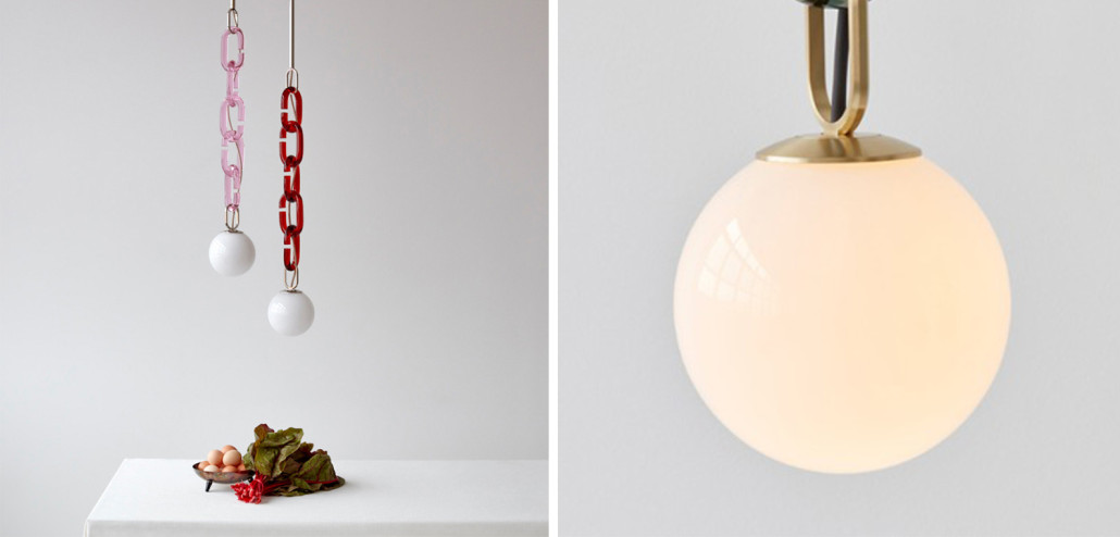 Подвесной светильник с декоративной цепью Brooklyn Studio Pink Red