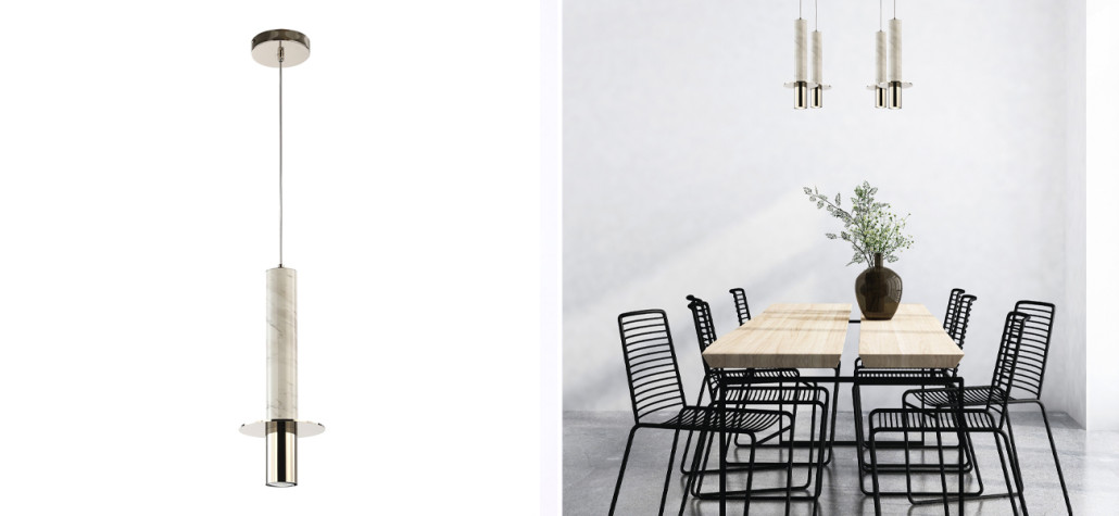 Подвесной светильник с декором под белый мрамор Shaw Marble Nickel