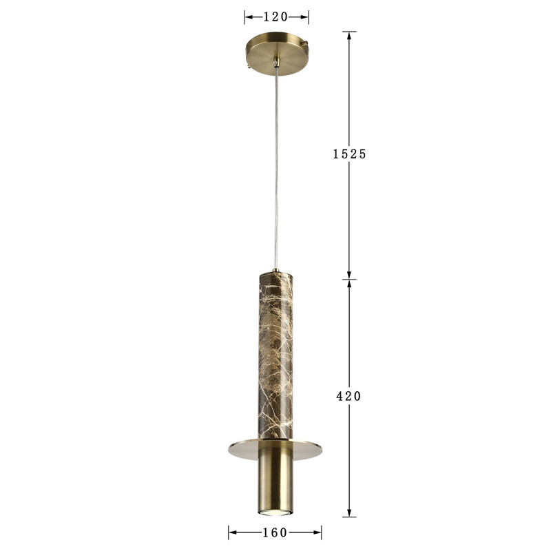 Подвесной светильник с декором под коричневый мрамор Shaw Marble Brass