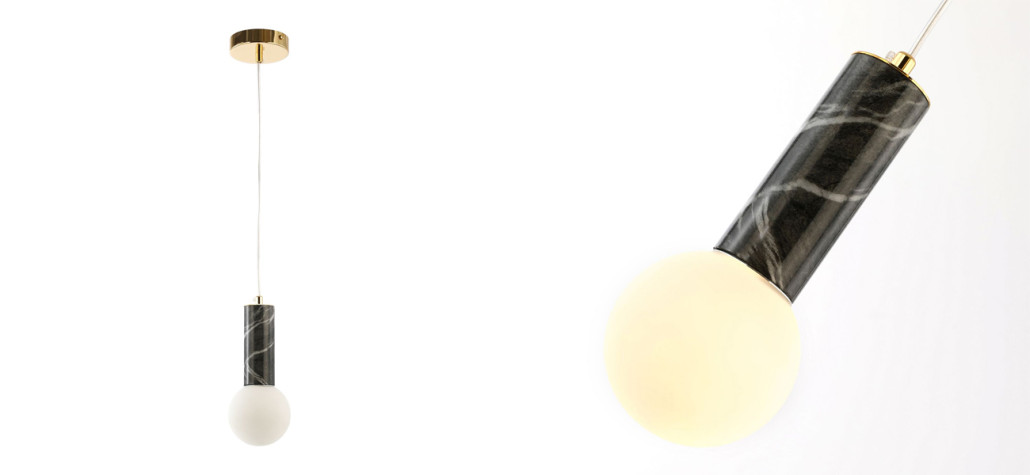 Подвесной светильник с декором под черный мрамор Shaw Marble