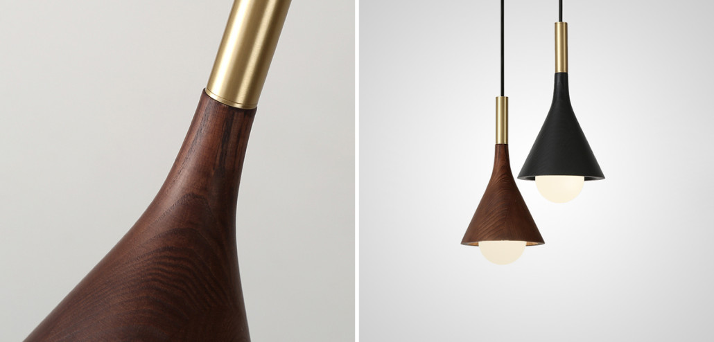 Подвесной светильник с деревянным корпусом конусообразной формы TAPIO Walnut