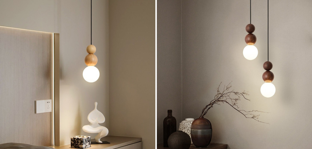 Подвесной светильник с круглым деревянным шарообразным корпусом из светлого и темного дерева Wilmot Wooden Hanging Light