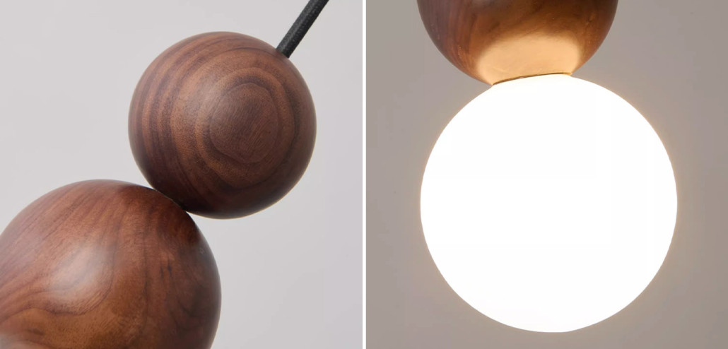 Подвесной светильник с круглым деревянным шарообразным корпусом из светлого и темного дерева Wilmot Wooden Hanging Light
