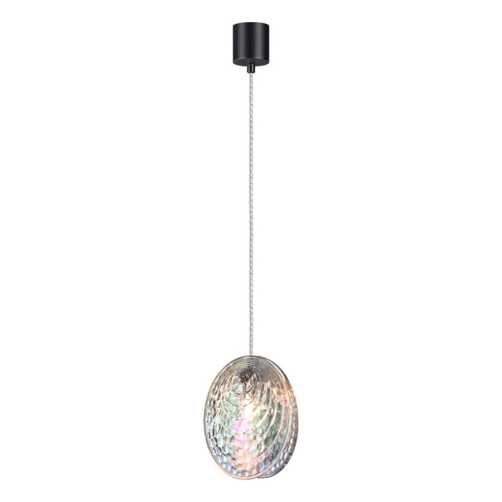 Подвесной светильник с круглым плафоном из рельефного стекла Disc Light