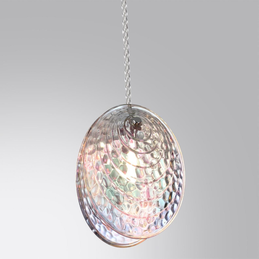 Подвесной светильник с круглым плафоном из рельефного стекла Disc Light