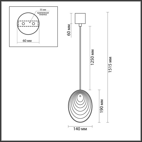 Подвесной светильник с круглым плафоном из рельефного стекла Disc Light