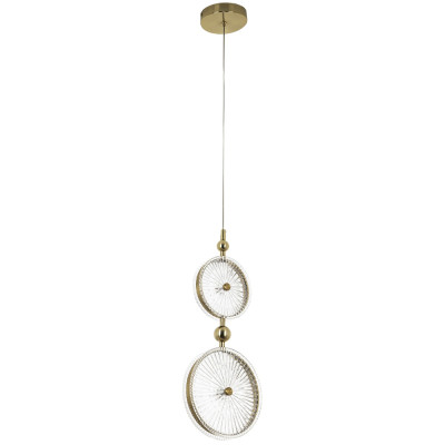Подвесной светильник с круглым плафоном из рельефного стекла Peony Glass Brass Hanging Lamp