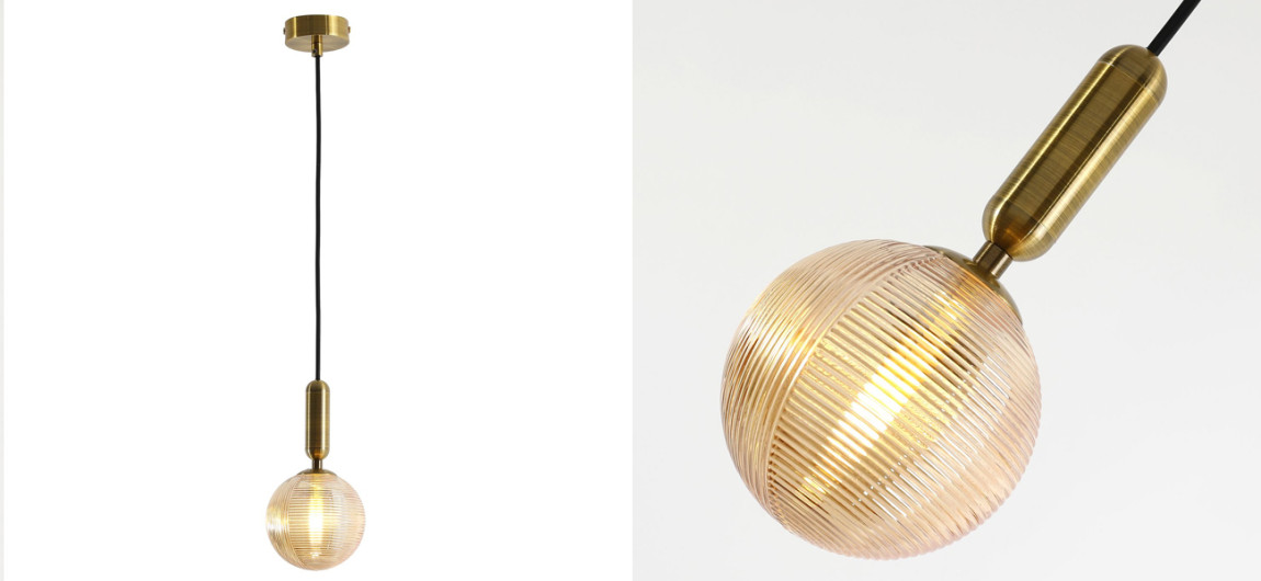 Подвесной светильник с круглым рельефным плафоном Perforated Glass