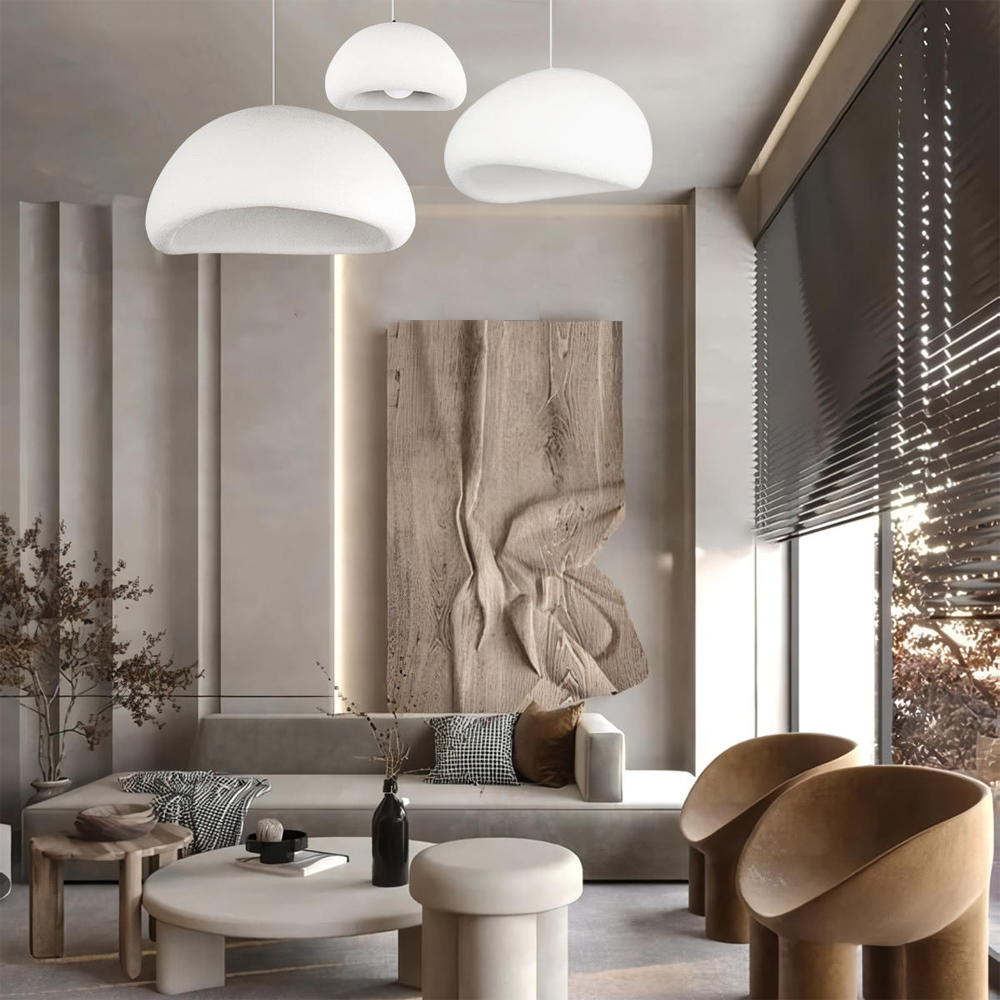 Подвесной светильник с куполообразным белым фактурным абажуром Sergey Makhno