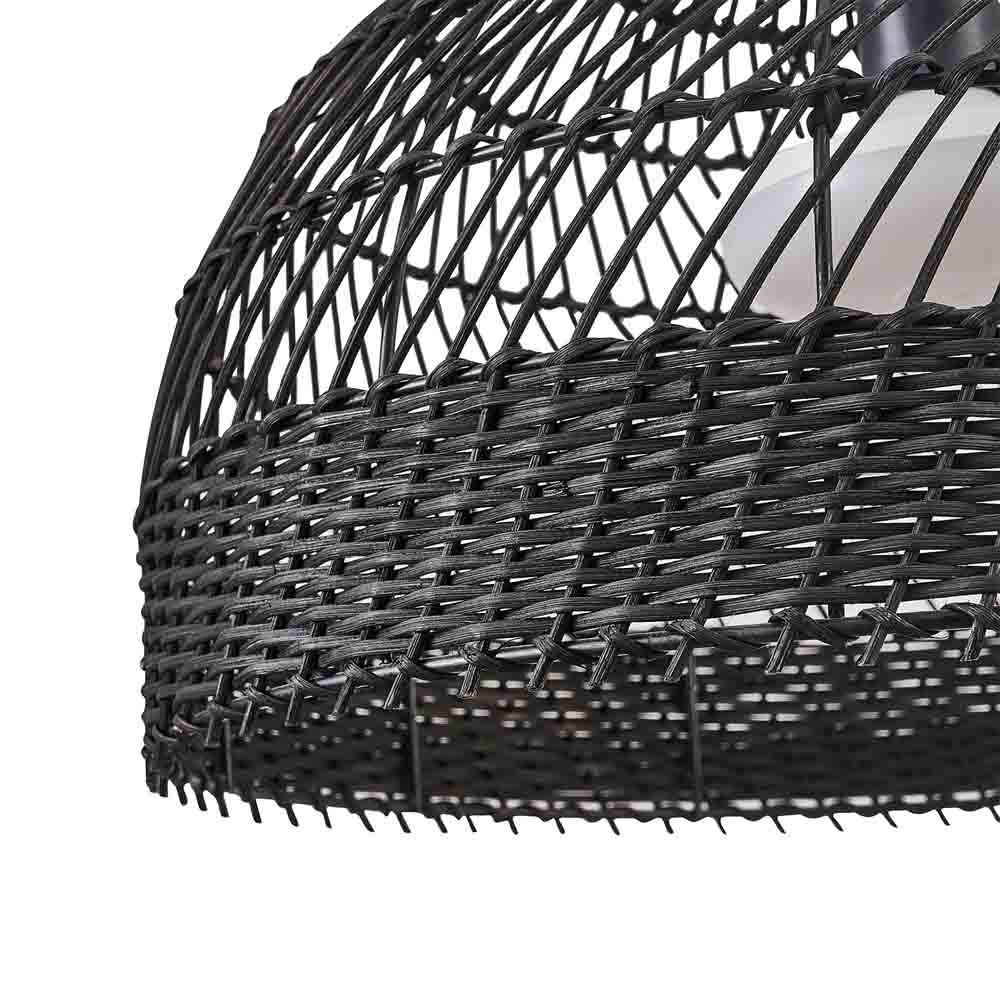 Подвесной светильник с округлым абажуром из черного ротанга Wicker Furniture