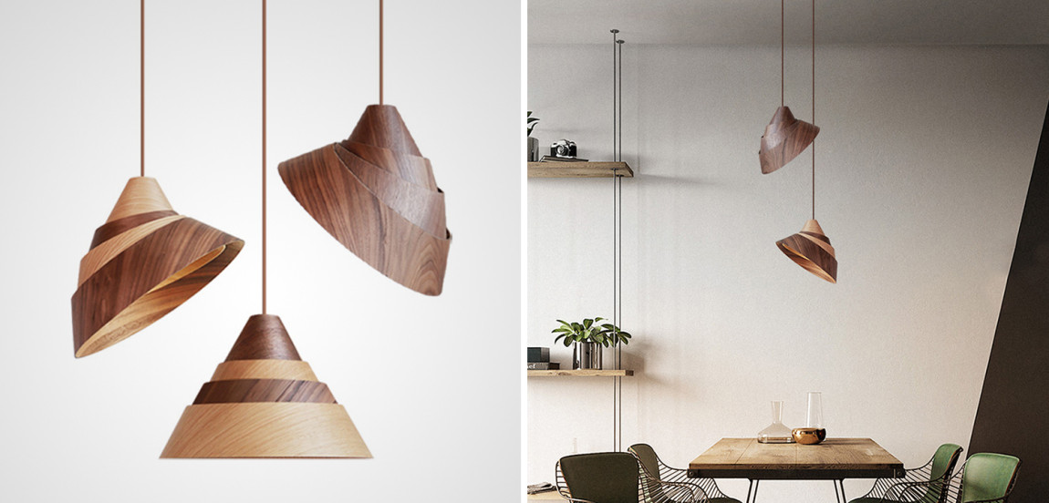 Подвесной светильник с пирамидальным корпусом VILIO B Light Два цвета дерева