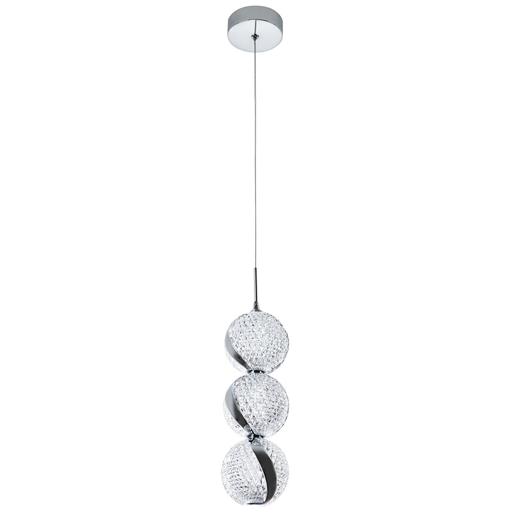 Подвесной светильник с плафонами в виде 3-х сфер из рельефного акрила Morgaine Spheres Chrome Light