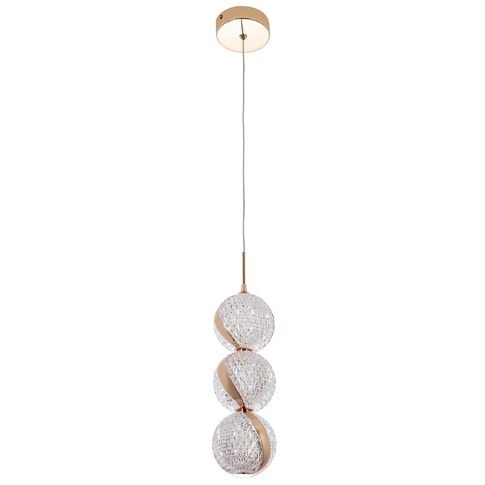 Подвесной светильник с плафонами в виде 3-х сфер из рельефного акрила Morgaine Spheres Gold Light