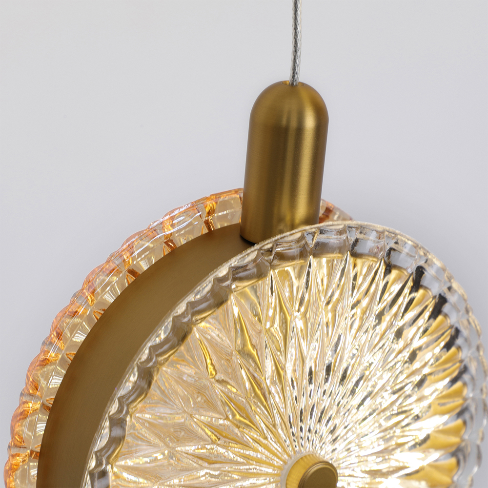 Подвесной светильник с плафонами из рельефного стекла Peony Glass Bronze Six