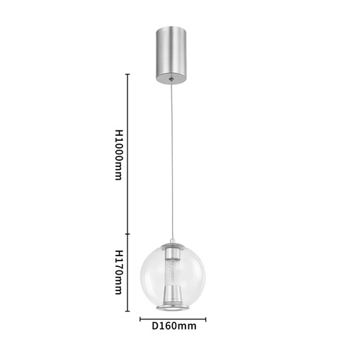 Подвесной светильник с плафоном в форме шара Inner Gleam Orb silver