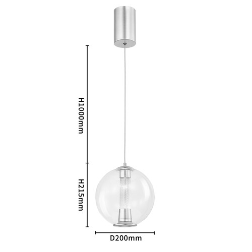 Подвесной светильник с плафоном в форме шара Inner Gleam Orb silver