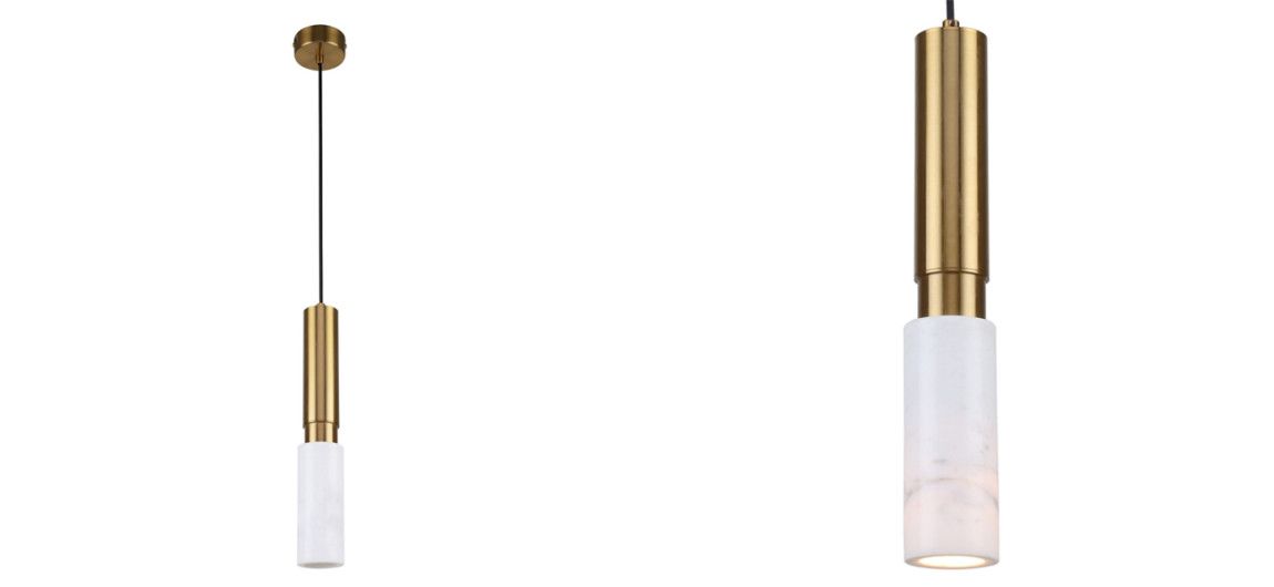 Подвесной светильник с плафоном из белого мрамора Shaw Marble