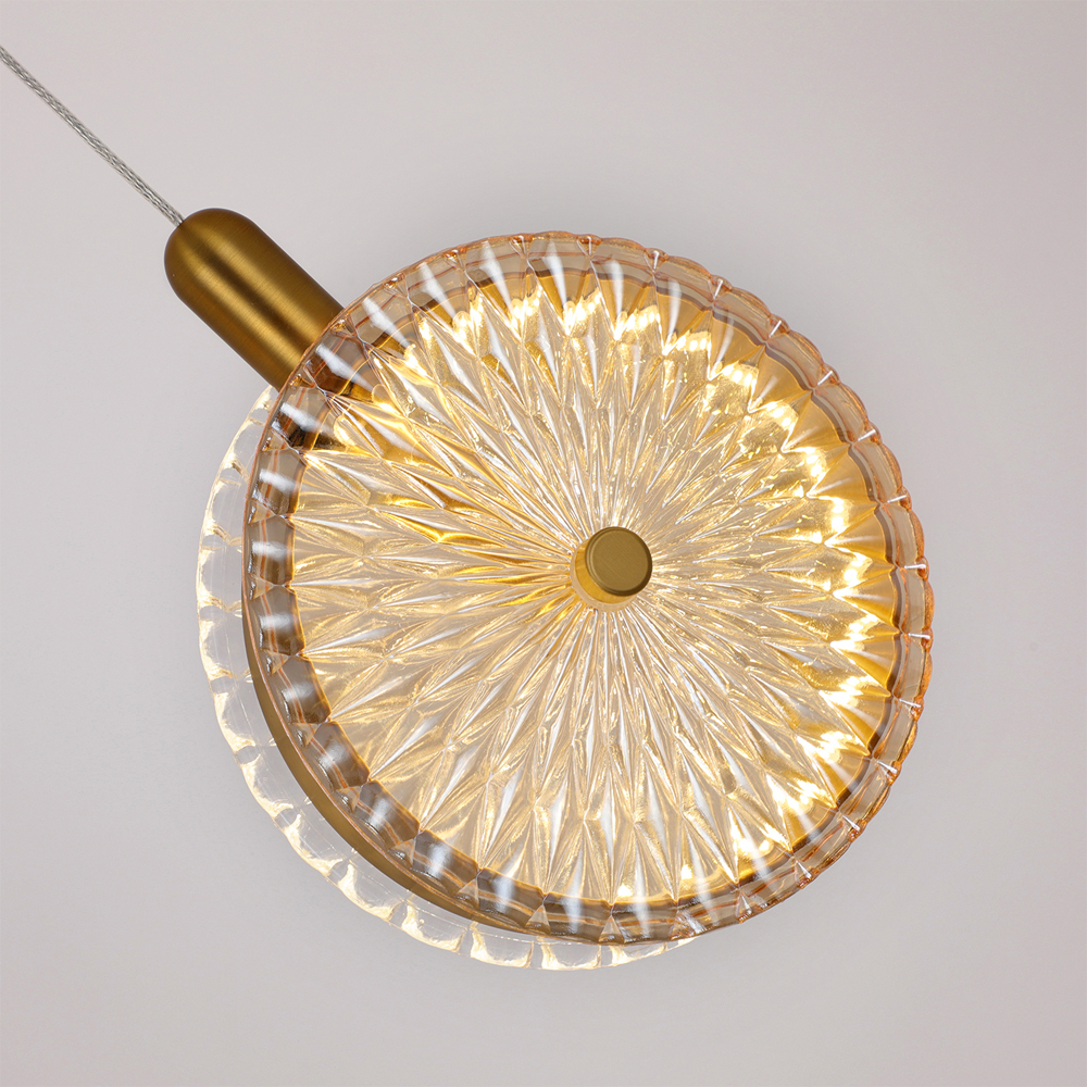 Подвесной светильник с плафоном из рельефного стекла Peony Glass Bronze