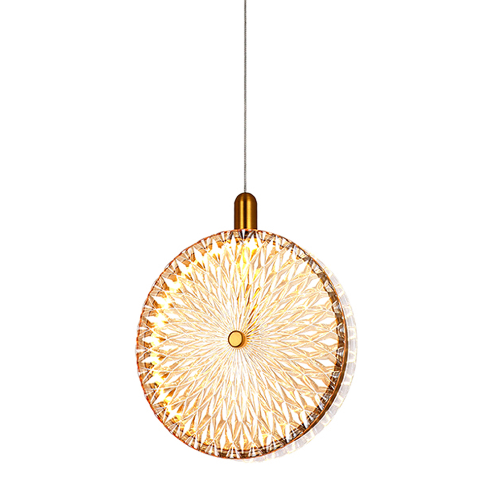 Подвесной светильник с плафоном из рельефного стекла Peony Glass Bronze