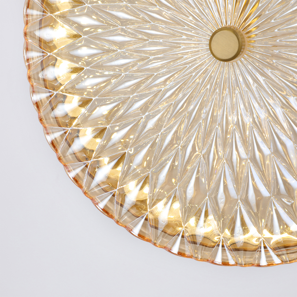 Подвесной светильник с плафоном из рельефного стекла Peony Glass Bronze